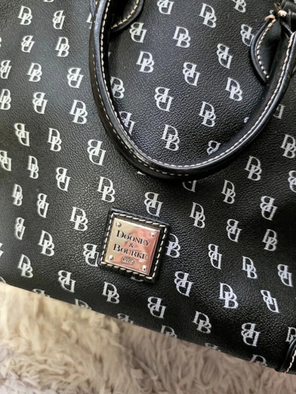Dooney & Bourke Sydney Signature Satchel Black & Pink